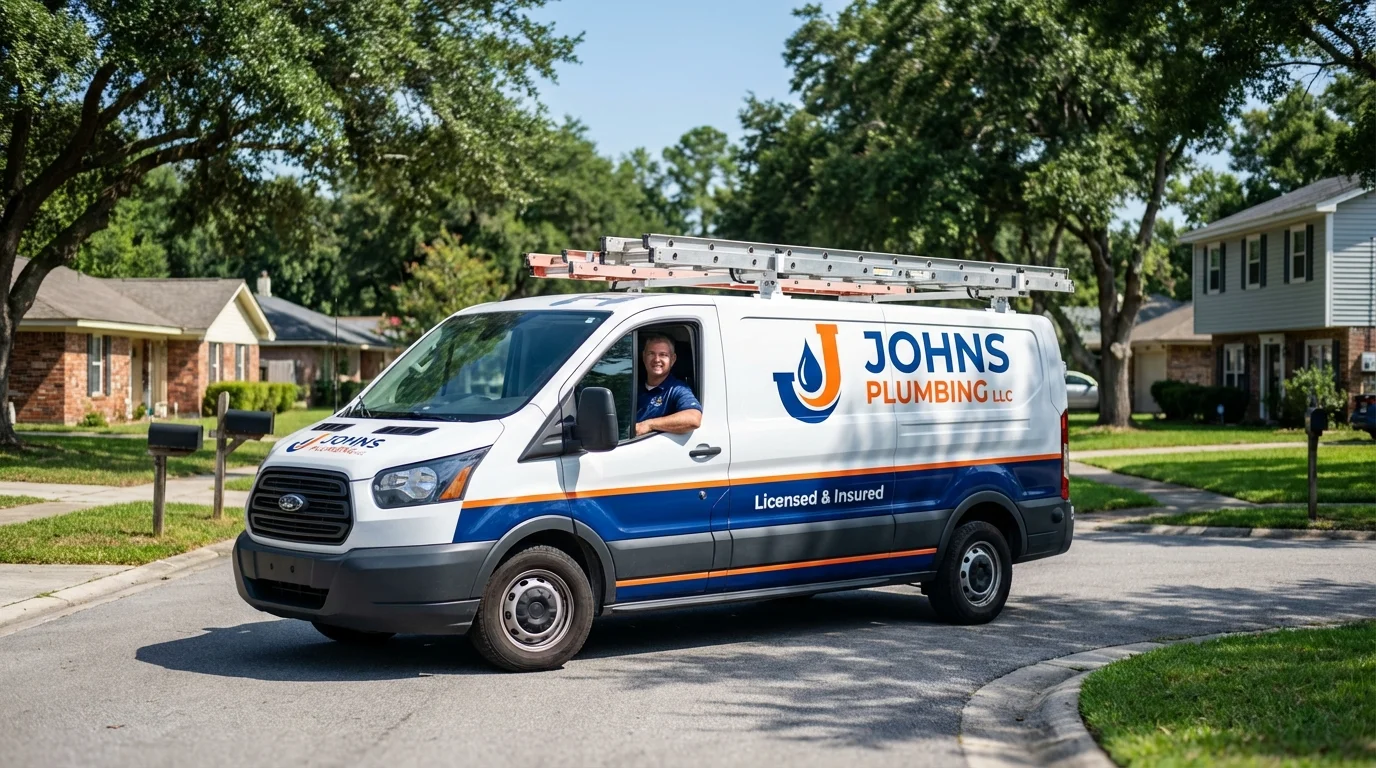 Johns Plumbing LLC service van in Missouri City, TX