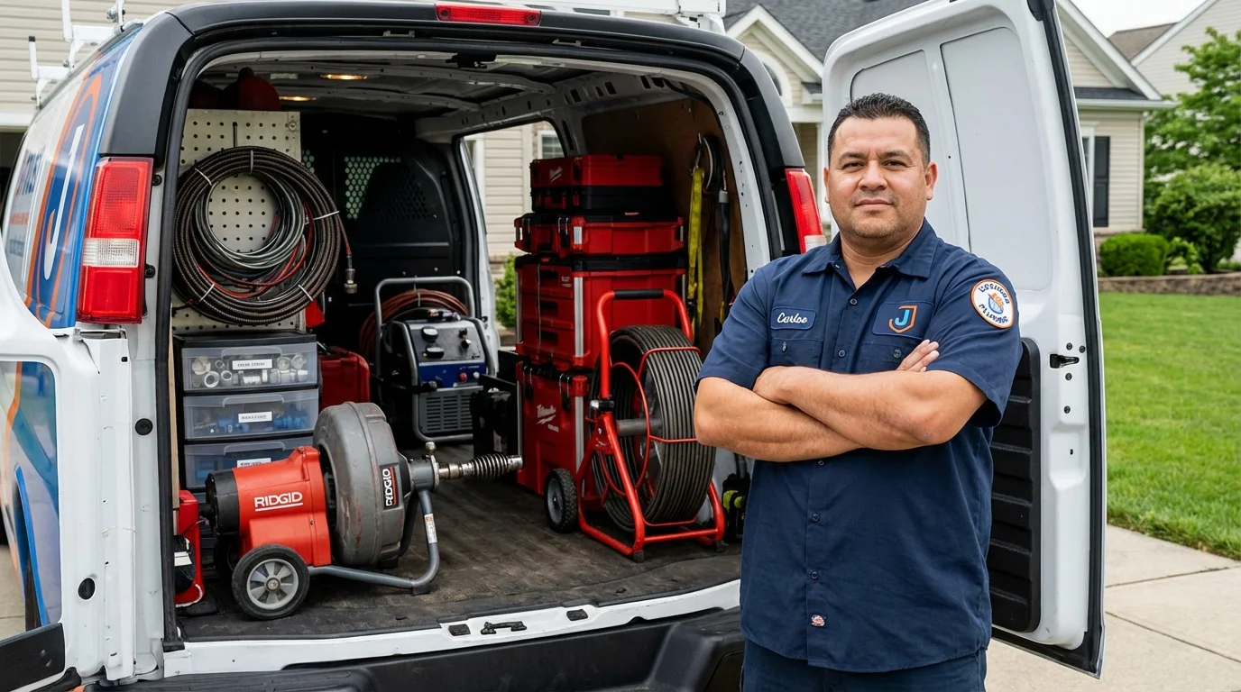 Professional drain cleaning equipment and Johns Plumbing LLC plumber in Missouri City