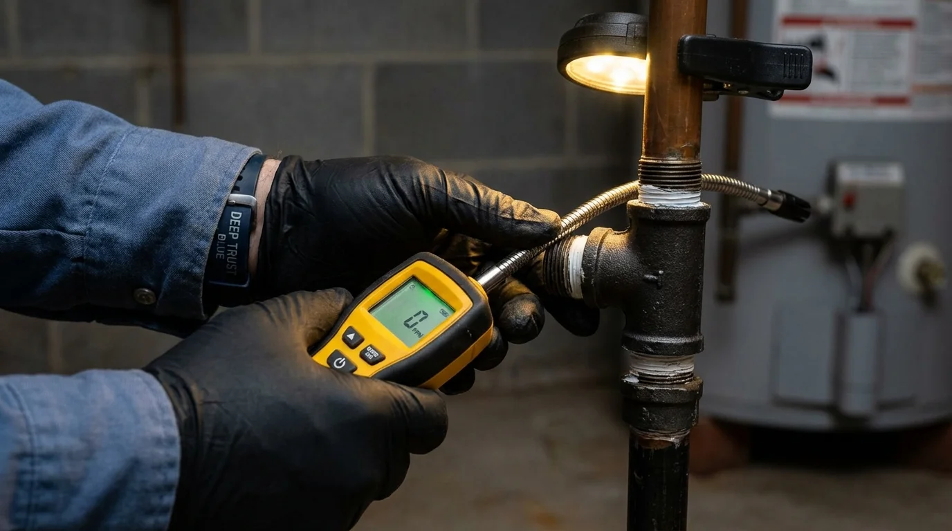 Gas leak detection with electronic sniffer by Johns Plumbing LLC in Missouri City