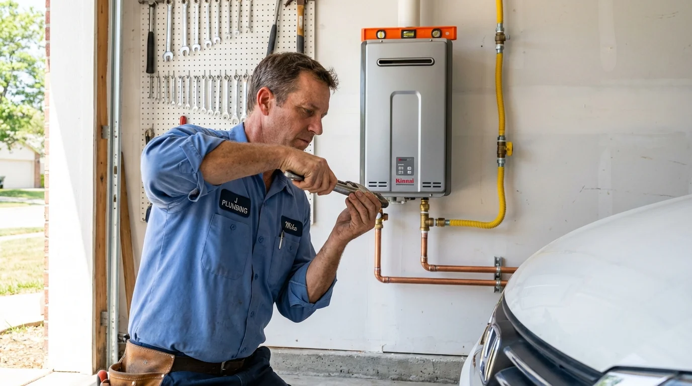 Tankless water heater installation by a Johns Plumbing LLC plumber in Missouri City